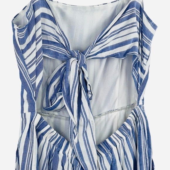 New-shop17 Purple White Vertical Striped, Tie back, Lined, Wide Leg Jump Suit SM - Picture 5 of 15